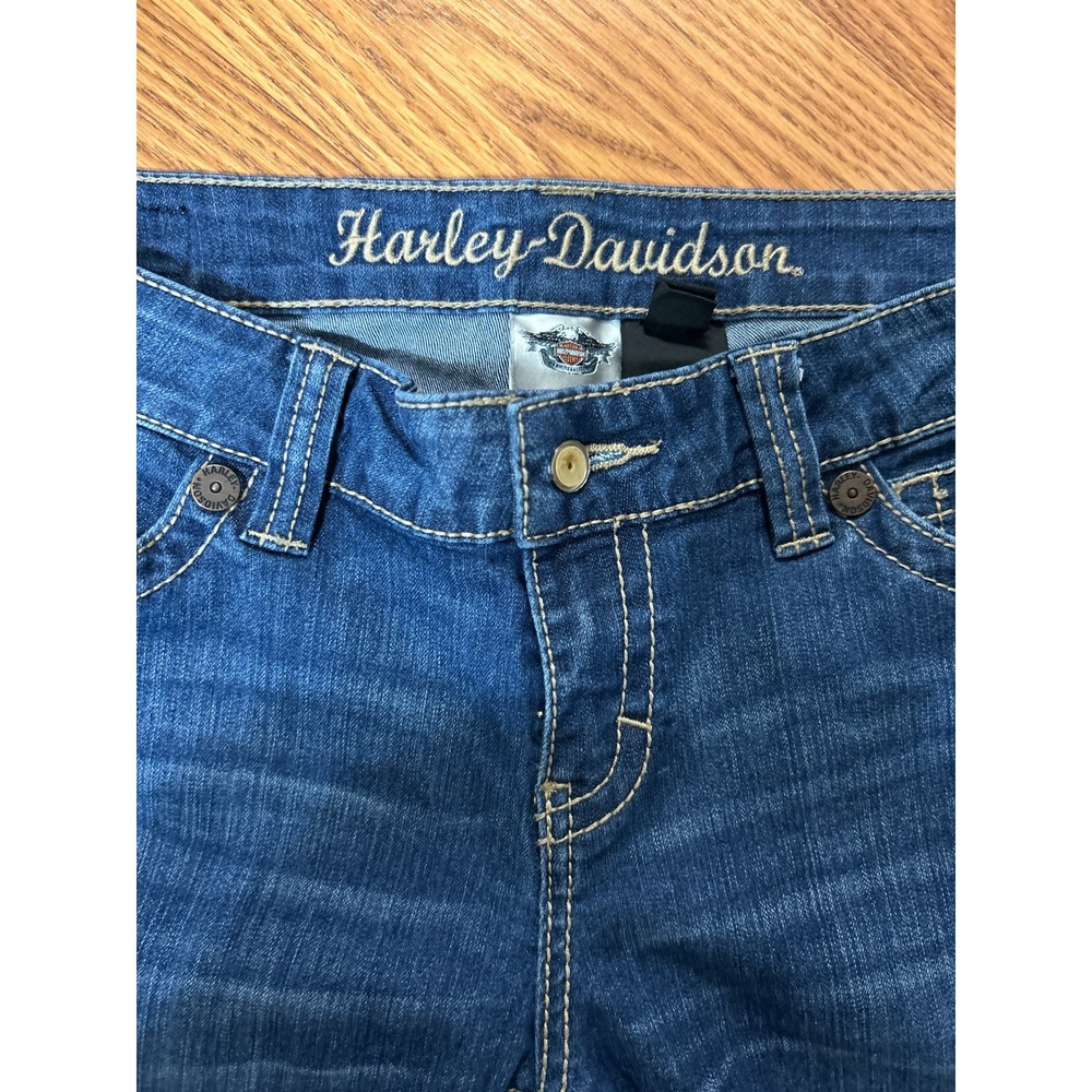 Harley-Davidson Womens Straight Leg Denim‎ Jeans Blue Medium Wash Biker Size 12 - Picture 2 of 6